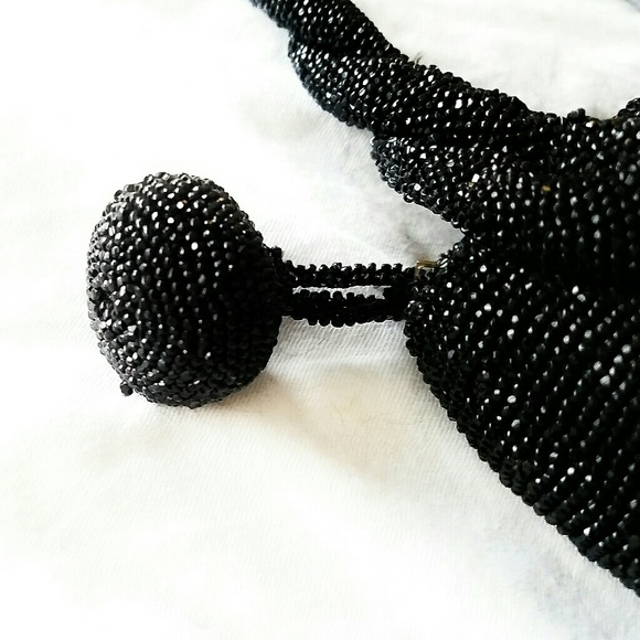 Antique 1920's Beaded Carnival Glass Box Bag - Picture 7 of 8